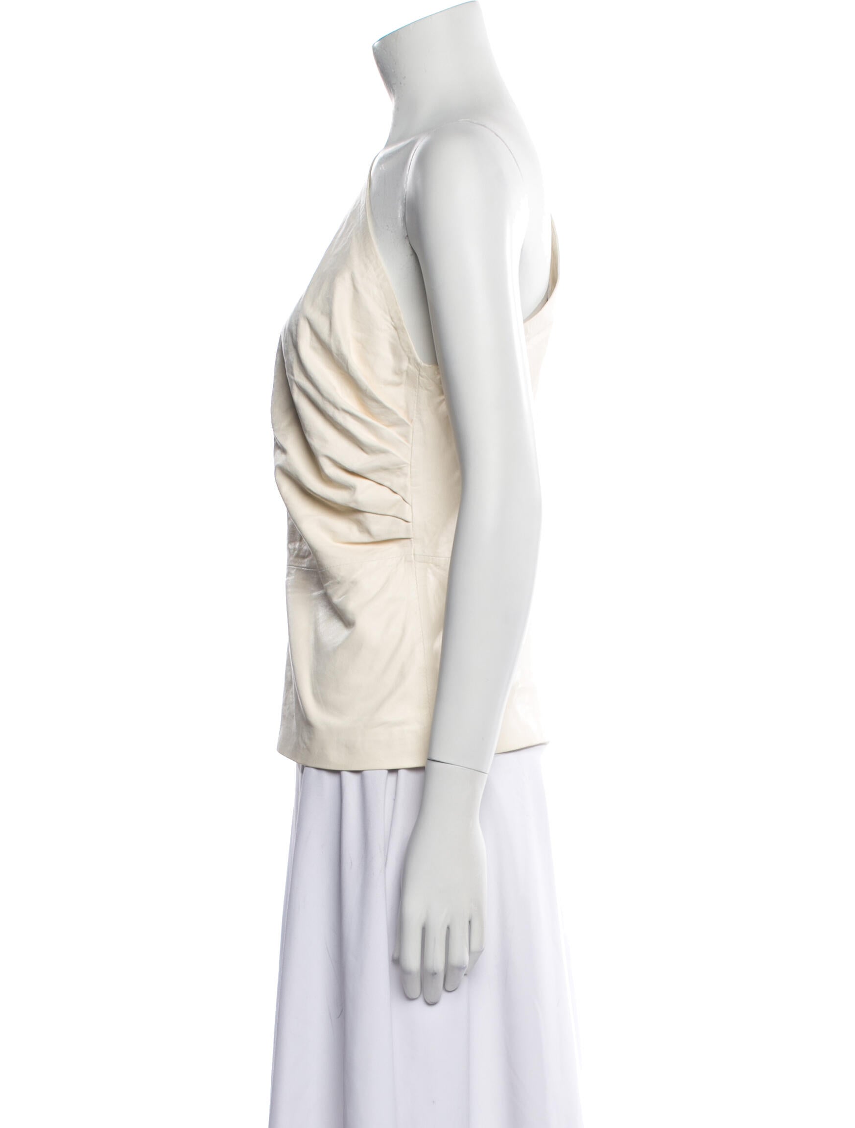 Iro Lamb Leather One-Shoulder Top